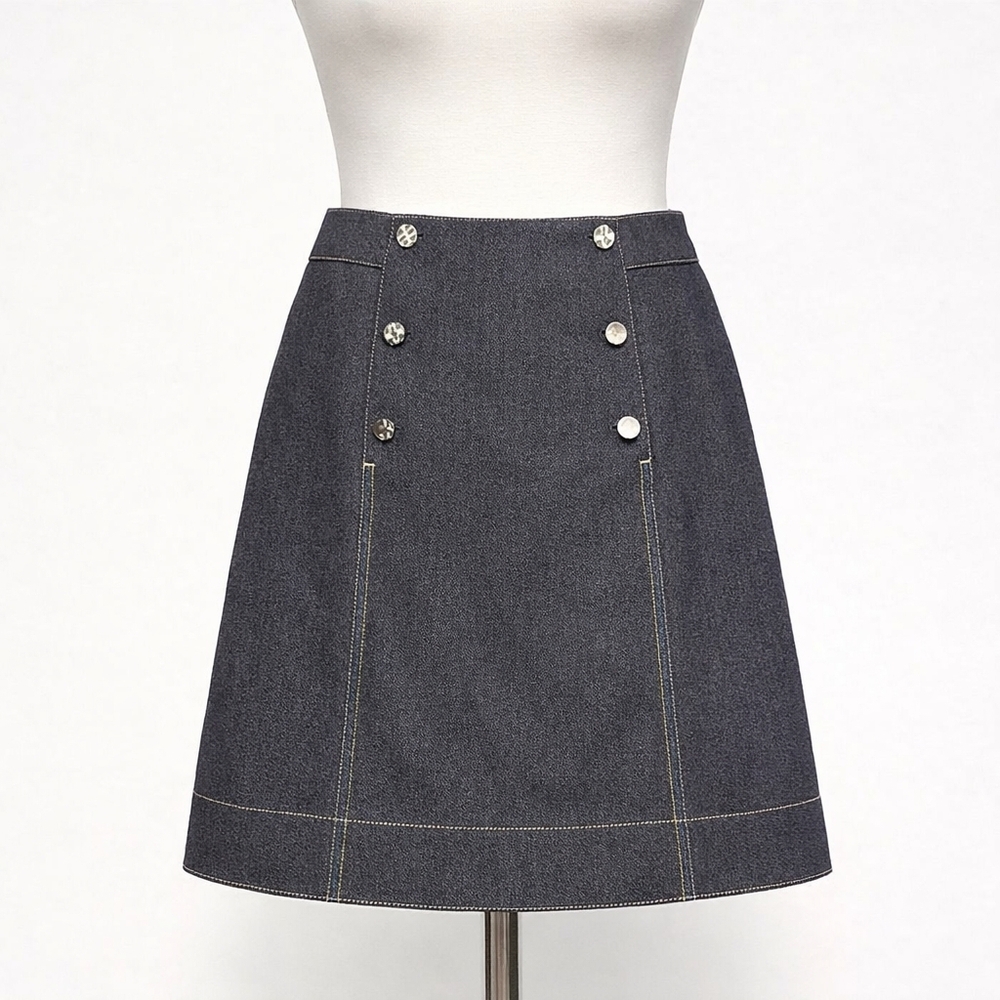 Hermès Denim A-Line Skirt